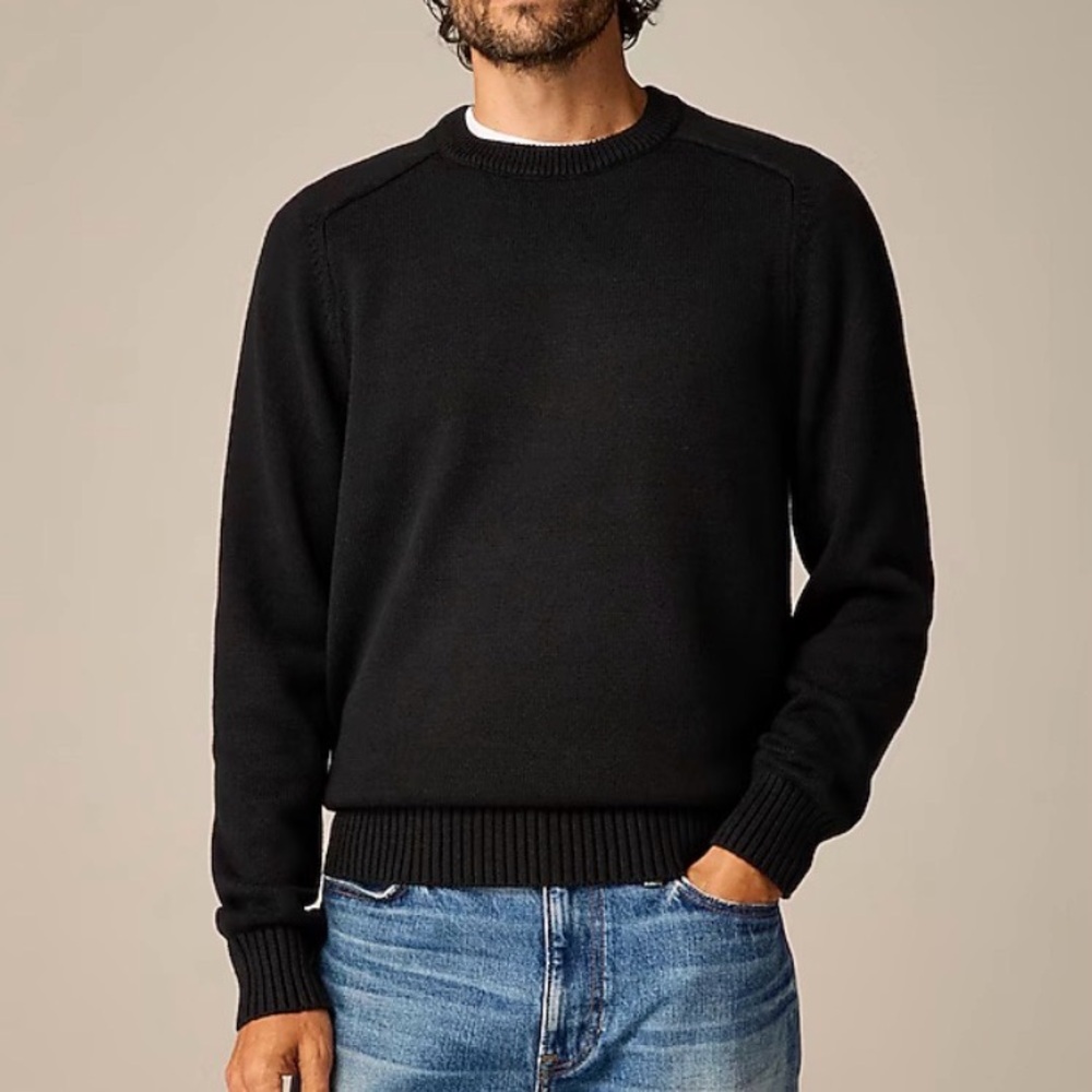 Express men’s pitch black merino wool crew neck sweater NWT
